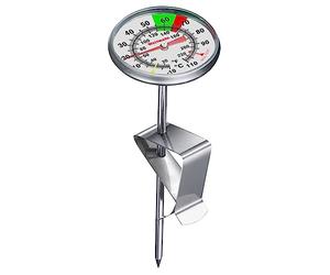 Westmark Thermomètre à lait - Thermomètre de cuisine pratique pour mousser le lait, délicieuse mousse de lait pour café, thermomètre barista avec clip - Acier inoxydable