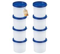 WestmarkLot de 8 boîtes à Herbes/congélation, Couvercle Inclus - Idéales pour congeler Herbes et oignons, Rondes, 200 ML chacune, empilables, Trio, Transparent/Bleu, 258422E3