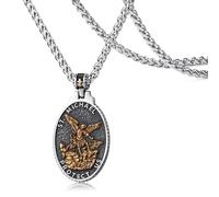 WESTMIAJW Collier avec pendentif médaille de Saint Christophe Michel en or - Cadeau pour homme et garçon - 60 cm, Acier inoxydable
