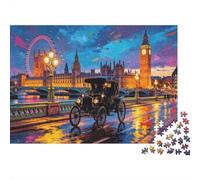 Westminster Palace 1000 Piece Jigsaw Puzzle Recycled Rainy City Twilight Senior Puzzles Party Accessoires de Jeu Développe l'intelligence des garçons et des Filles Educational Amusant 70x50cm/100...