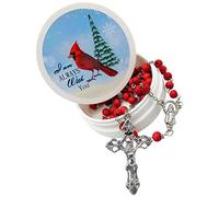 Westmon Works Chapelet cardinal avec perles en bois parfumées à la rose et croix en métal dans un étui de protection spécial, Métal, Pas de gemme