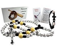 Westmon Works Chapelet de baseball dans une boîte cadeau pour garçons - Pack de prière catholique de luxe pour première communion ou confirmation, Résine, Pas de gemme