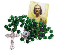 Westmon Works Chapelet de St Jude en verre - Coffret cadeau catholique avec carte de prière sainte patron, Medium, Métal, Pas de gemme
