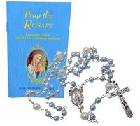 Westmon Works Livre de prière Pray the Rosary et chapelet de Marie Miraculeuse avec perles de verre et crucifix en métal, Small, Verre, Pas de gemme