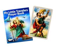 Westmon Works My Little Travelers Prayer Book Mini Pocket-Sized Booklet and Laminated St Christopher Made in the USA Holy Card