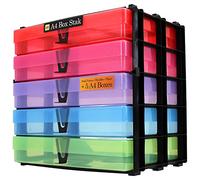 WestonBoxes A4 Box Stak, Unité de Rangement Empilable avec Boîtes de Rangement A4 en Plastique avec Couvercles (Multicolore, Lot de 1)