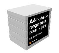 WestonBoxes Boite Rangement A4 RENFORCÉE Blanc Opaque, Résistante aux Chocs | Blanc opaque, PP5 résistant aux chocs | 500 feuilles A4 | 304x216x55mm int. | Empilable jusqu'à 5 | Fab. en Grande-Bretagne