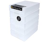 WestonBoxes Boite Rangement A5 Transparente Avec Couvercle, Loisirs Bureau | Papier A5, tampons encreurs, tampons, cartes postales | 216x154x55mm | Transparent | Sans acide PP5 | Fab. en Grande-Bretagne