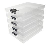 WestonBoxes Lot de 5 boîtes de rangement en plastique A4 avec couvercles pour fournitures d'art et d'artisanat, papier et carton - Volume : 3,6 L (Clair/Transparent)