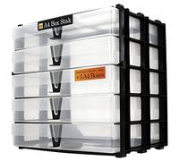 WestonBoxes Système Rangement A4 Transparent, 5 Boites A4 Avec Couvercle | 5 boites A4 transparentes sur cadre noir | Poignées avant pour extraction | Sans acide PP5 | Fabriqué en Grande-Bretagne