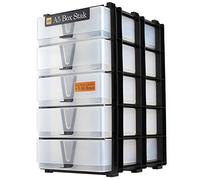 WestonBoxes Unité de Rangement A5 Box Stak avec 5 Boîtes A5 en Plastique avec Poignées (Transparent)