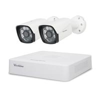 WESTSHINE Kit Caméra de Surveillance, Détection Personne/Véhicule, DVR 4CH 5M-N H.265+ avec 2 1080P Caméras de Sécurité Extérieure IP67, Vision Nocturne, Accès à Distance (Disque Dur Non Inclus)