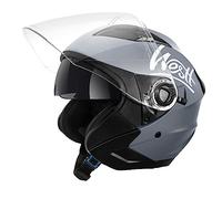 Westt Casque Jet Casque Moto Homologué ECE 22.06 Homme et Femme avec visière Double Casque Scooter Electrique Adulte, Taille S-XL, Gris Mat, M(57-58cm)