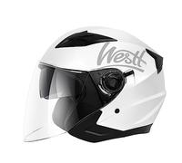 Westt Casque Jet Casque Moto Homologué ECE 22.06 Homme et Femme avec visière Double Casque Scooter Electrique Adulte, Taille S-XL, Blanc métallique, XL(60-61cm)