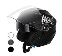 Westt Jet Casque Moto Homme Femme avec visière Double Casque Scooter Jet Moto Electrique Adulte, certifié ECE 22.06, Taille S-XL