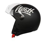 Westt Casque Jet Moto Homme Femme avec visière Casque Scooter Chopper cyclomoteur rétro Pilote Casques de Moto Demi-Coque avec certifié ECE 22.06