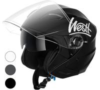 Westt Jet Casque Moto Homme Femme avec visière Double Casque Scooter Jet Moto Electrique Adulte, certifié ECE 22.06, Taille S-XL