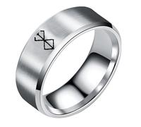 westtrend Berserk Guts Guts Rings Anime Logo Character Skull Knight Guts Finger Rings Cosplay Prop Black Swordsman Laser Carving Rings Trendy Decoration