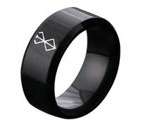 westtrend Berserk Guts Guts Rings Anime Logo Character Skull Knight Guts Finger Rings Cosplay Prop Black Swordsman Laser Carving Rings Trendy Decoration
