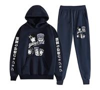 westtrend JoJo's Bizarre Adventure Sweat à Capuche et Pantalons 2 pièces Ensembles Unisexe Anime Personnage JoJo Imprimer décontracté Sweat Hauts Pantalons Costumes