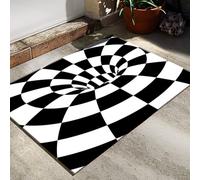 westtrend Tapis à Illusion d'optique 3D à Carreaux tourbillonnants Tapis rectangulaire Noir et Blanc Paillasson de Bienvenue pour la Maison la Chambre à Coucher Le Salon et la Porte d'entrée