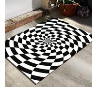 westtrend Tapis à Illusion d'optique 3D à Carreaux tourbillonnants Tapis rectangulaire Noir et Blanc Paillasson de Bienvenue pour la Maison la Chambre à Coucher Le Salon et la Porte d'entrée