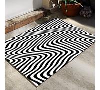 westtrend Tapis à Illusion d'optique 3D à Carreaux tourbillonnants Tapis rectangulaire Noir et Blanc Paillasson de Bienvenue pour la Maison la Chambre à Coucher Le Salon et la Porte d'entrée