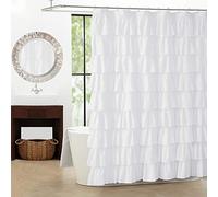 WestWeir Broderies à Volants Rideau de Douche avec Crochets pour Salle de Bain Texture 182,9 x 182,9 cm en Microfibre de Mode 72Wx72L Blanc