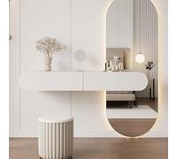 WESTWILD Coiffeuse Flottante à 2 tiroirs, Meuble de Maquillage Mural, Bureau Mural Flottant en Bois, Table de Chevet Suspendue pour Chambre