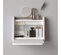 WESTWILD Coiffeuse Flottante, Petit Bureau Flottant Peu encombrant avec Rangement, Coiffeuse Murale Polyvalente avec Miroir pour Chambre (Blanc, 40 cm)