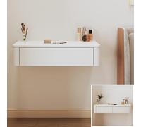 WESTWILD Coiffeuse Murale avec tiroirs, Coiffeuse Flottante Moderne, Coiffeuse Suspendue, Bureau Mural, Poste de Travail pour Petits espaces, Bureau (Blanc, 60 cm)