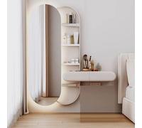 WESTWILD Coiffeuse Murale, Coiffeuse Flottante avec tiroirs, Bureau d'angle, Table de Chevet Flottante, étagère Flottante avec tiroir pour Bureau, Chambre ou Salon (Blanc à Droite)
