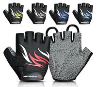 WESTWOOD FOX Gants de Cyclisme pour Hommes et Femmes-Gants de vélo Demi-Doigts rembourrés antidérapants,Respirants,légers,Paume Antichoc,VTT,BMX (Rouge, L)
