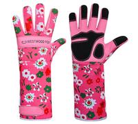 WESTWOOD FOX Gants de jardinage en cuir - Manches longues de protection pour avant-bras - Gants de travail résistants aux épines - Élagage des roses - Sécurité - Respirant et durable (Rose, XL)