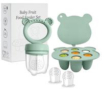 WeSweet Mangeoire à fruits pour bébé - Mangeoire à fruits en silicone pour bébés - Moules de congélation au lait maternel pour sucettes glacées et alimentation autonome du bébé (Green)