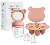 WeSweet Mangeoire à fruits pour bébé - Mangeoire à fruits en silicone pour bébés - Moules de congélation au lait maternel pour sucettes glacées et alimentation autonome du bébé (Muted)
