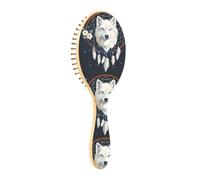 Wet Brush Brosse à cheveux démêlante - Tous types de cheveux - Poils doux glissent à travers les nœuds avec facilité - Plume blanche attrape-rêves loup pour cheveux mouillés et secs
