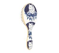 Wet Brush Brosse à cheveux démêlante - Tous types de cheveux - Poils doux qui glissent à travers les nœuds avec facilité - Motif plumes et attrape-rêves loup pour cheveux secs et humides