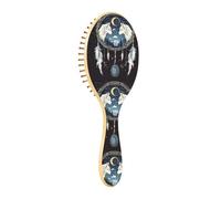 Wet Brush Brosse à cheveux démêlante - Tous types de cheveux - Poils doux qui glissent à travers les nœuds avec facilité - Attrape-rêves de loup blanc lune pour cheveux secs et humides