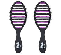 Wet Brush Refresh and Extend Speed Dry Lot de 2 brosses à cheveux démêlantes noires - Design ventilé - Poils HeatFlex ultra doux pour un séchage au sèche-cheveux - Élimine l'excès de saleté, les