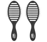 Wet Brush Speed Dry Lot de 2 brosses à cheveux, design aéré et picots ultra doux HeatFlex pour un séchage au sèche-cheveux, poignée ergonomique qui gère les nœuds et les cheveux incontrôlables, Noir