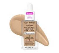 Wet n Wild Bare Focus Niacinamide Skin Tint, Hydratant Teinté à l'Acide Hyaluronique, Fond de Teint Sérum Léger Glow, Maquillage Oil-Free, Amber Beige