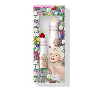 Wet n Wild Marilyn Monroe Icon Lipstick & Balm Set, Ensemble 2 Pièces Rouge et Baume à Lèvres, Formule Hydratante, Infusé de Paillettes Dorées, Ingrédients Activés par le pH, Rouge et Transparent