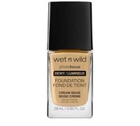 Wet n Wild Photo Focus Dewy Foundation, Fond de Teint Liquide Hydratant Peau Normale/Sèche, Sans Effet Flashback, Fini Lumineux Modulable, Cream Beige