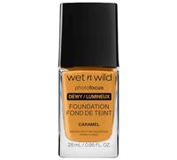 Wet n Wild Photo Focus Dewy Foundation, Fond de Teint Liquide Hydratant Peau Normale/Sèche, Sans Effet Flashback, Fini Lumineux Modulable, Caramel