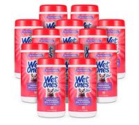 Wet Ones Lot de 12 lingettes rafraîchissantes multifonctions pour chats à l'aloe vera - Faciles à utiliser - Pour le toilettage des animaux de compagnie - Parfum frais