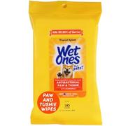 Wet Ones Paw & Tushie Lingettes pour chien à la camomille | Lingettes pour chiens avec arôme tropical éclaboussures, 30 pièces