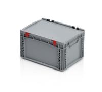 WETEC Bac de rangement, 400 x 300 x 235 mm (récipient empilable, bac de transport, couvercle de conteneur euro) Dimensions intérieures (l x H x P) : 370 x 270 x 215 mm - Dimensions extérieures (l x H