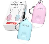 WETEN Porte-clés d'auto-défense rechargeable - Alarme personnelle de 130 dB avec lumière LED - Dispositif d'alerte de sécurité SOS pour femme, enfant, personnes âgées et joggeurs (rose et bleu)