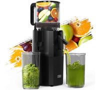 WETIE Extracteur de Jus à Froid, Extracteur de Jus Professionnel pour Fruits et Légumes Entiers avec Goulotte XXL 120mm, 99% Rendement, Facile à Nettoyer, Sans BPA, Inclut 2 Verres